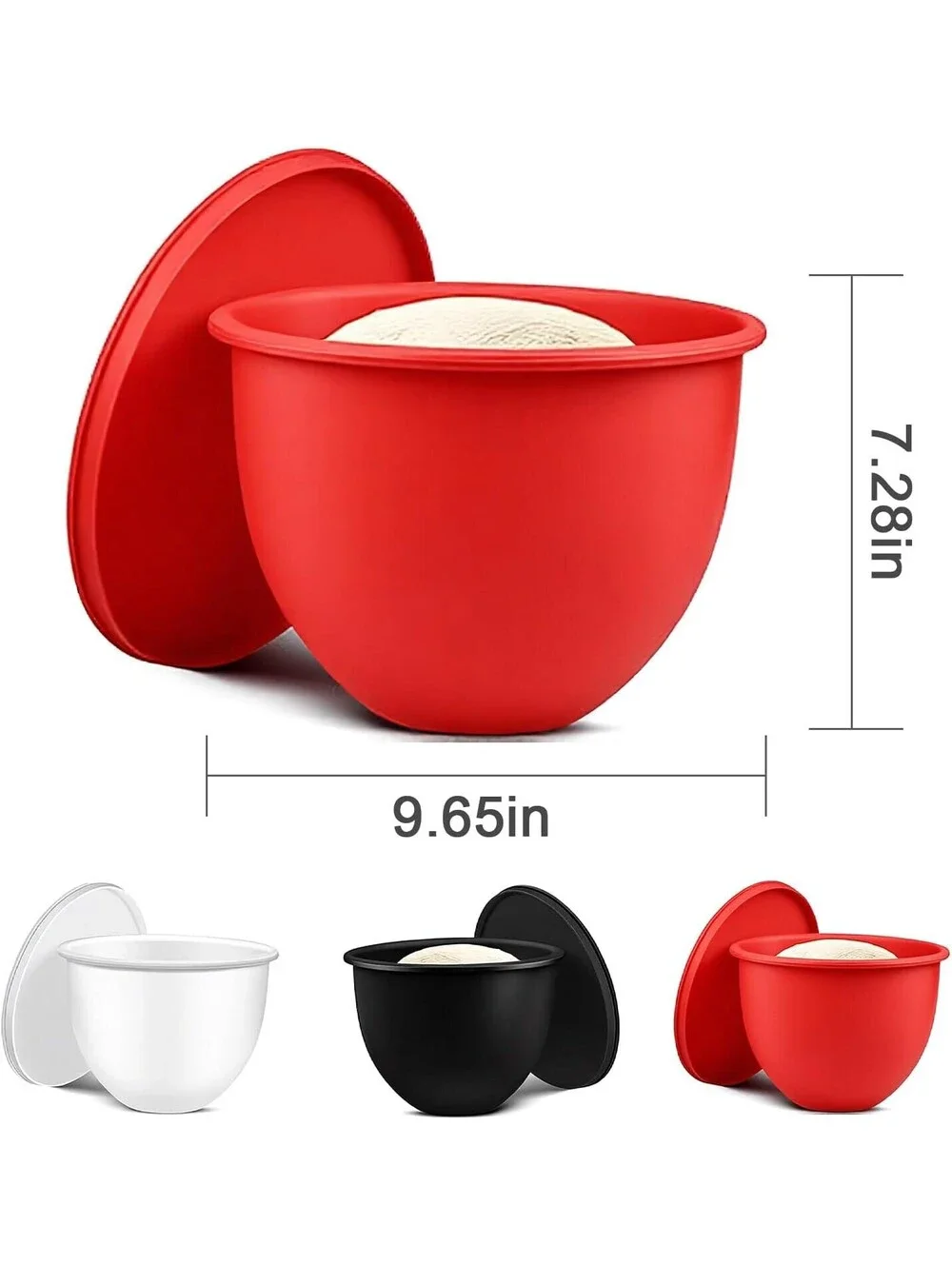 3-Pack Silicone Bowl Liners with Lids Compatible with 5 Qt KitchenAid Mixer